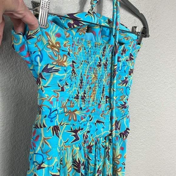 NWT ALC Violet Silk Halter Midi Dress Handkerchief Hem Grotto Floral Sz 8 - Picture 8 of 14